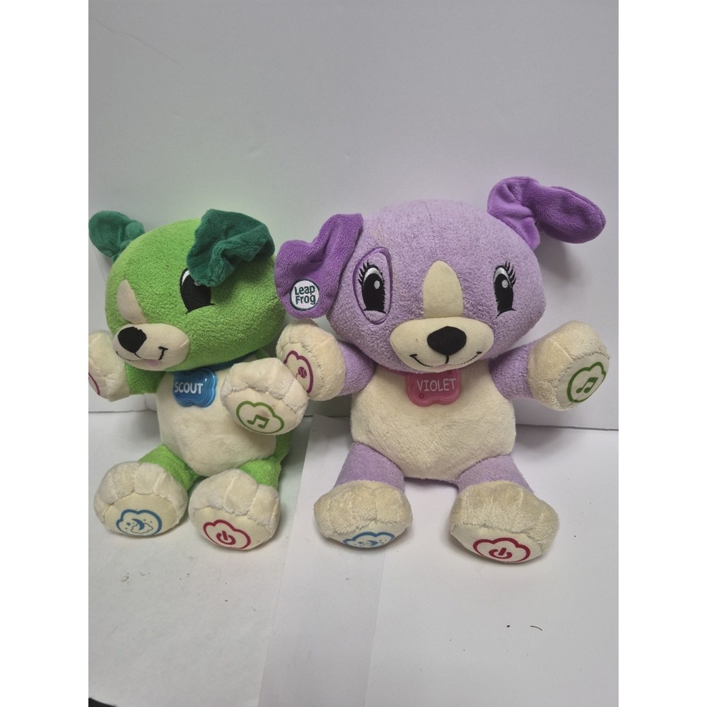 Leap Frog My Pals "Violet" & "Scout" Talking Learning Plush Toys Dogs 2014 Works